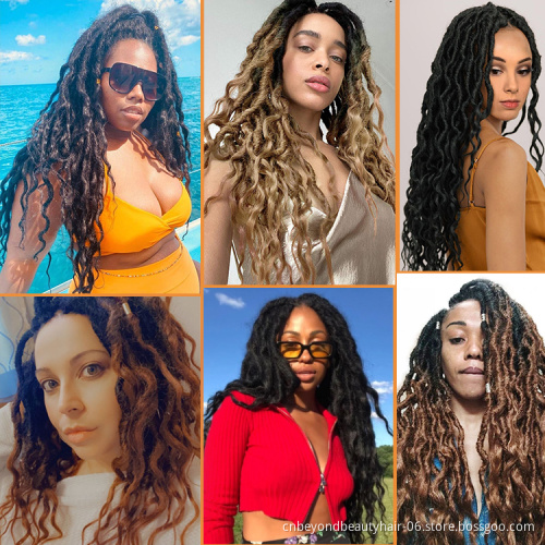 Afro Dreadlock Synthetic Faux Locs Crochet Braid Goddess Hair Bohemian Locs pre-looped Ombre Braiding Hair
